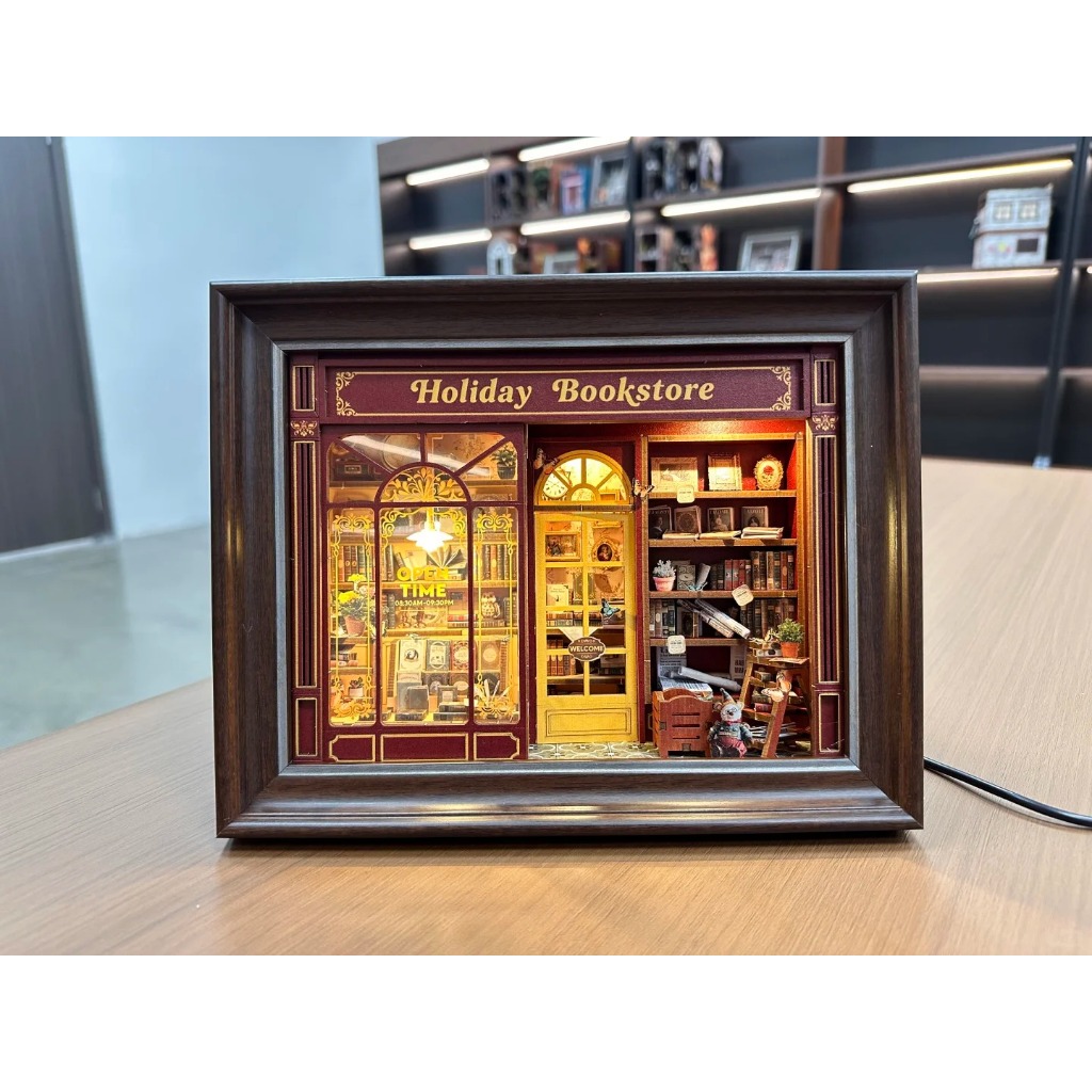 Mô Hình Lắp Ráp DIY Tranh Treo Tường Holiday Bookstore Có Đèn LED – Decor Vintage Quà tặng độc đáo