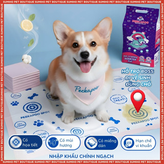 Tã lót vệ sinh cho chó Peekapoo (có mùi hương hỗ trợ khử mùi) tã trải sàn lót chuồng Sumiho Pet Boutique tặng xúc xích