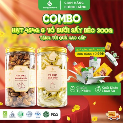 Set quà Tết Hạt 454g & Vỏ Bưởi Sấy Dẻo 300g Nonglamfood, quà tặng sức khoẻ, nông sản cao cấp