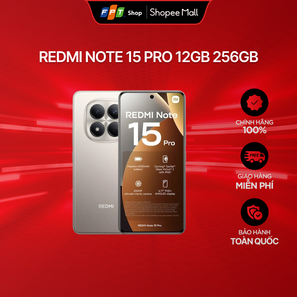 [Tặng Loa Bluetooth Xiaomi Sound Outdoor] Điện thoại Redmi Note 15 Pro 12GB 256GB