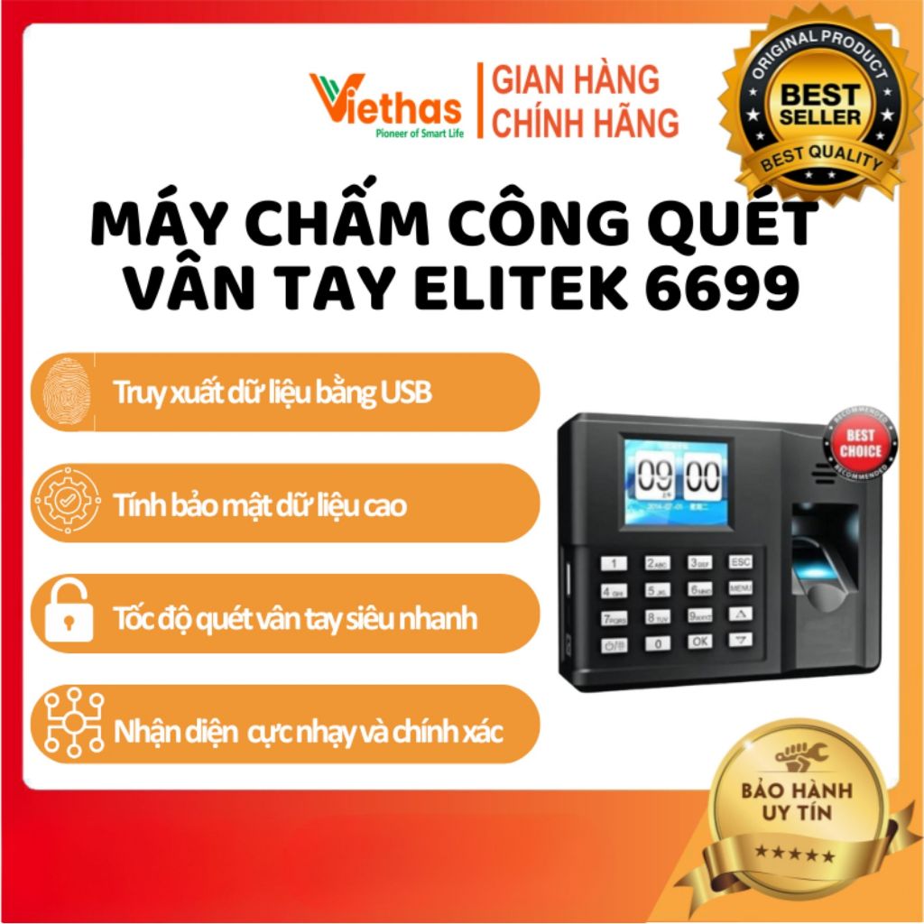 MÁY CHẤM CÔNG QUÉT VÂN TAY ELITEK 6699