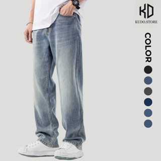 Quần Bò Jean Nam Nữ Baggy Ống Suông Rộng Retro Wash màu xanh đen cao cấp Avocado