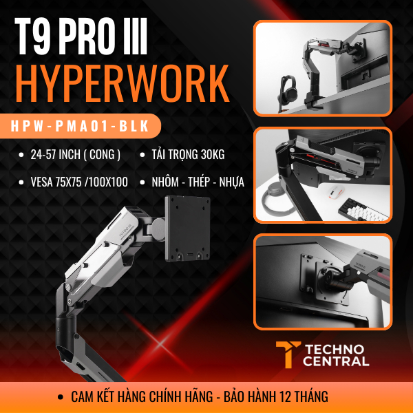 Giá đỡ màn hình / Tay Arm màn hình HyperWork HyperWork T9 Pro III HPW-PMA01-BLK Đen