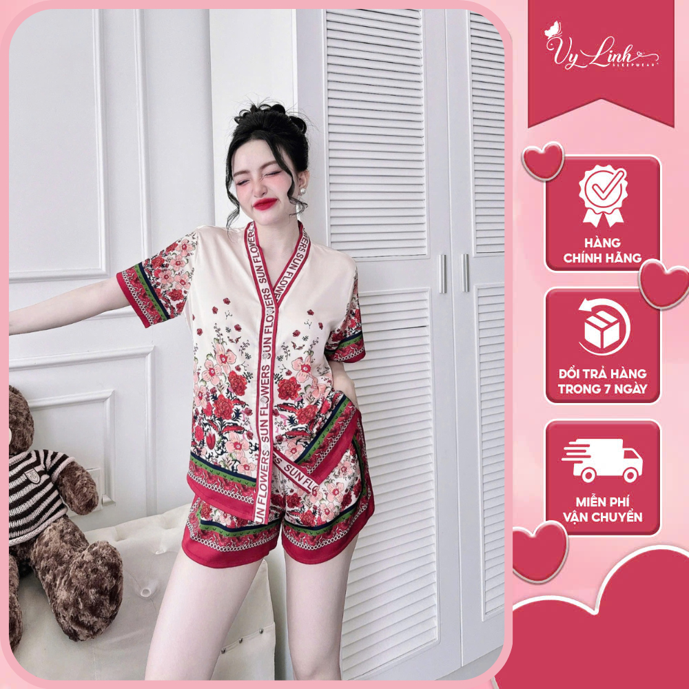 Đồ ngủ nữ Vy Linh chất liệu lụa latin cổ V thoáng mát thấm hút mồ hôi tốt, mềm mại S1103 new