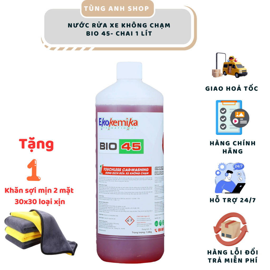 Dung dịch rửa xe không chạm Ekokemika Bio 45. Dung tích 1 lít
