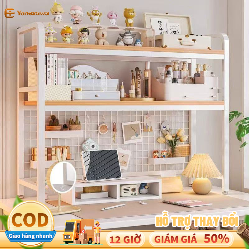 YUNDUN Kệ Màn Hình Khung Lưới Treo Đồ Bàn Học, Giá Sách Gỗ Chống Bụi Kệ gỗ để sách bàn học