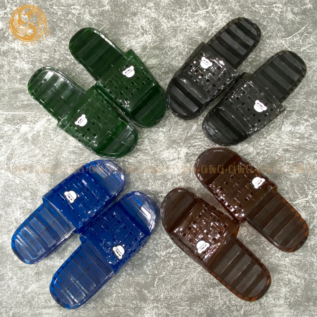 Dép Vip mặt gấu đi trong nhà dép đúc nhựa trong nam nữ quai ngang đi văn phòng nhà bếp