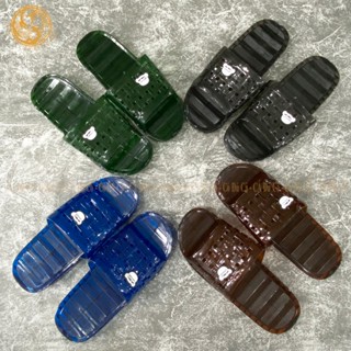 Dép Vip mặt gấu đi trong nhà dép đúc nhựa trong nam nữ quai ngang đi văn phòng nhà bếp