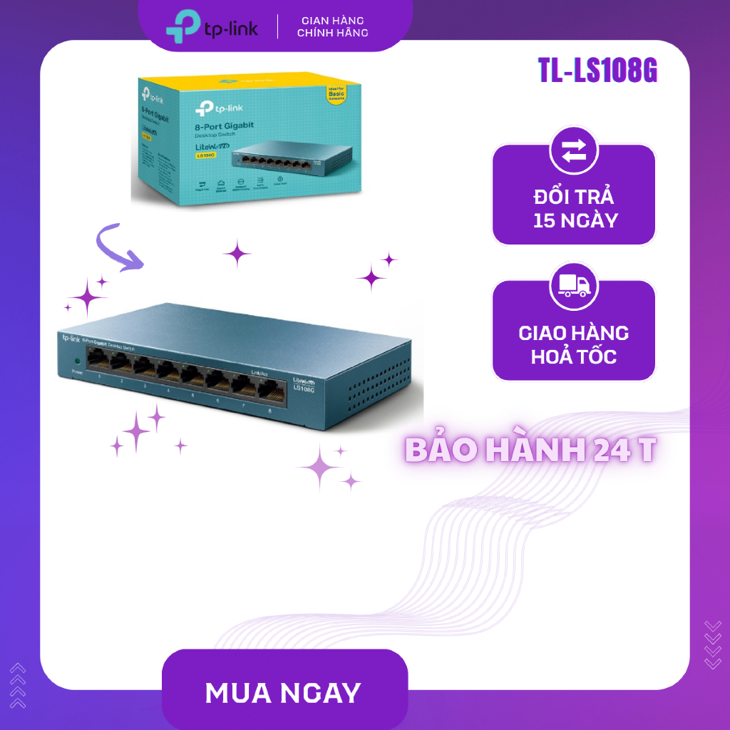 [ TPLINK ] Switch Tp-Link Để Bàn LS108G Cổng 10/100/1000Mbps - Hàng Chính Hãng
