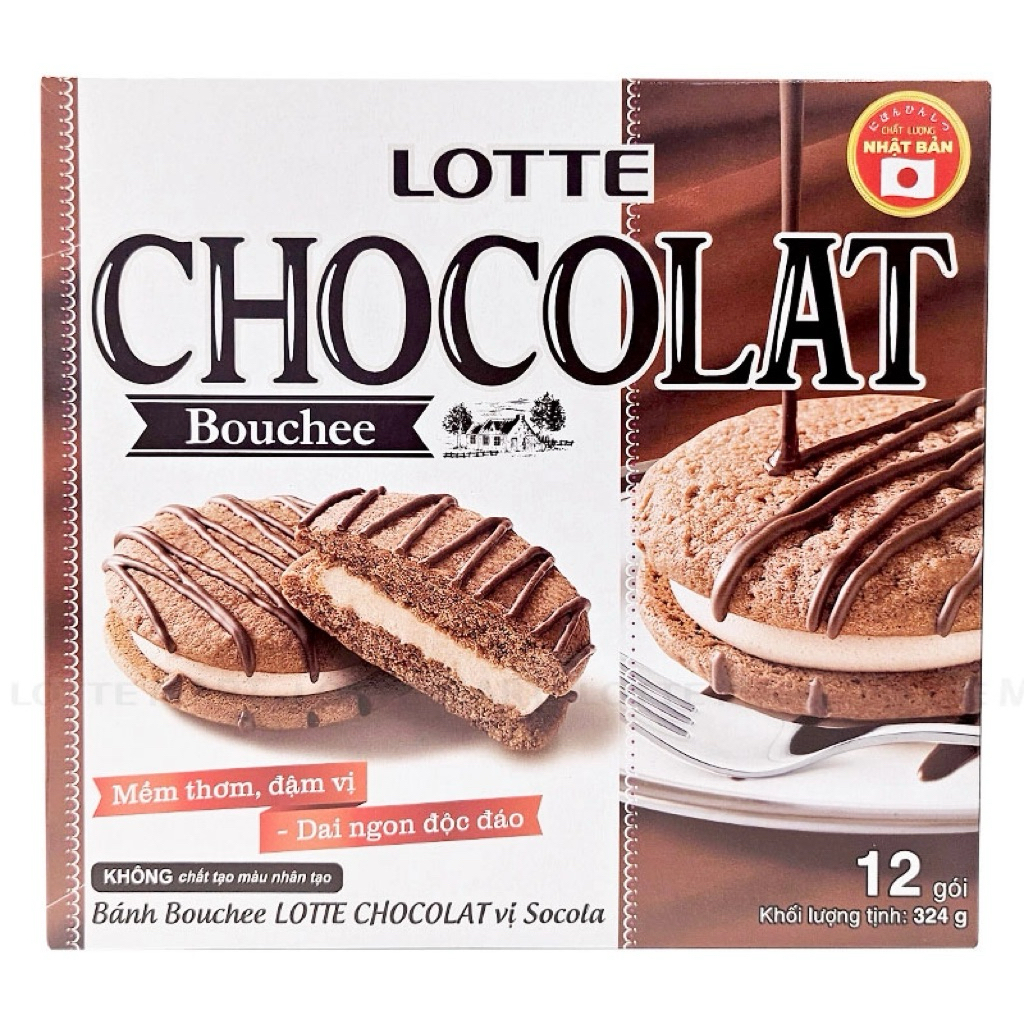 BÁNH BOUCHEE LOTTE CHOCOLATE HỘP 324G (12 CHIẾC)