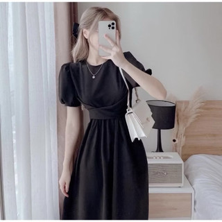 Đầm midi lệch tà chéo eo 3 màu (kèm hình thật)
