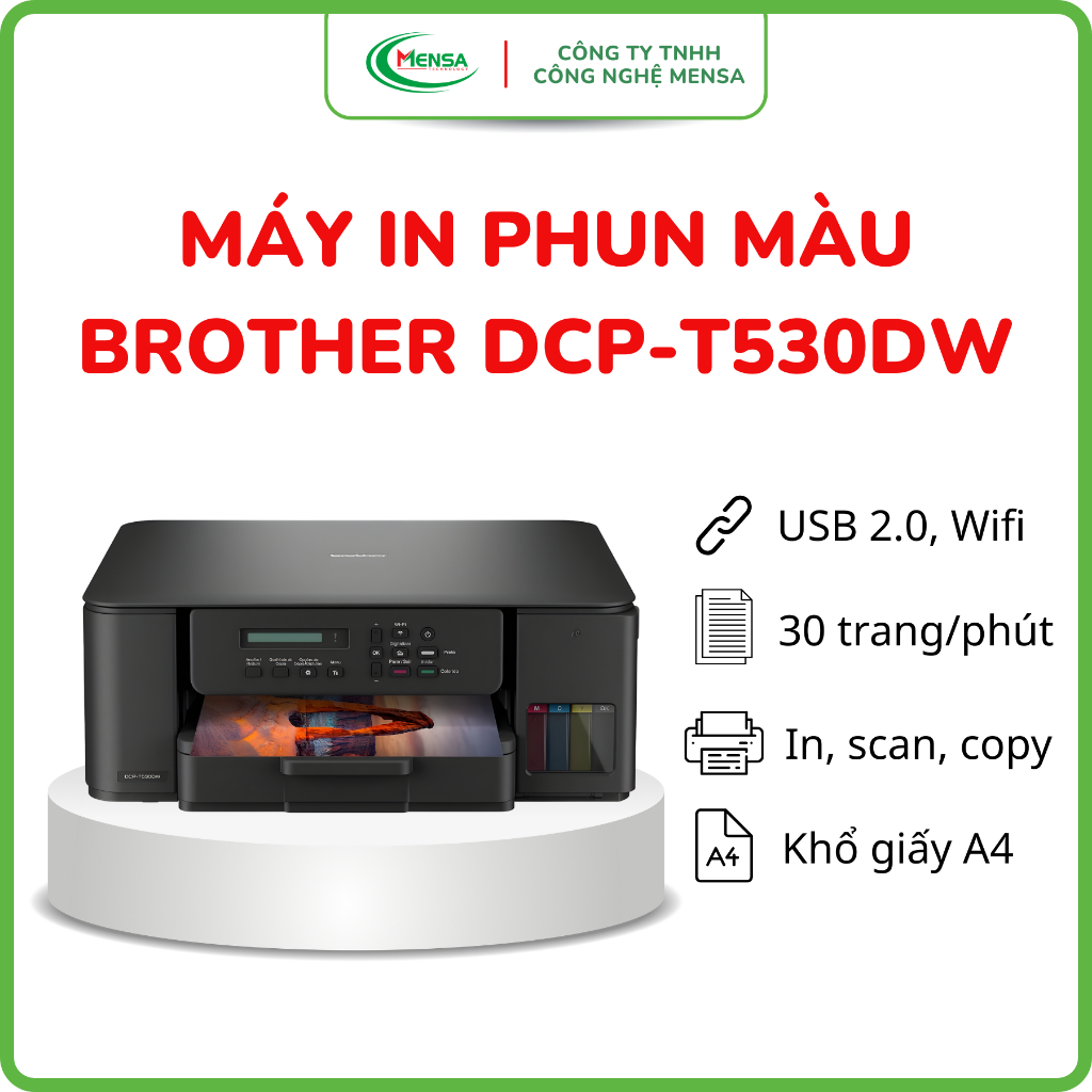 Máy In Màu 2 Mặt Tự Đông Brother DCP-T530DW - Máy In Ảnh Kết Nối Wifi