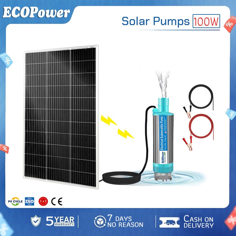 Bộ bơm nước năng lượng mặt trời 12V, bơm chìm, sẵn sàng sử dụng ngay sau khi mua.