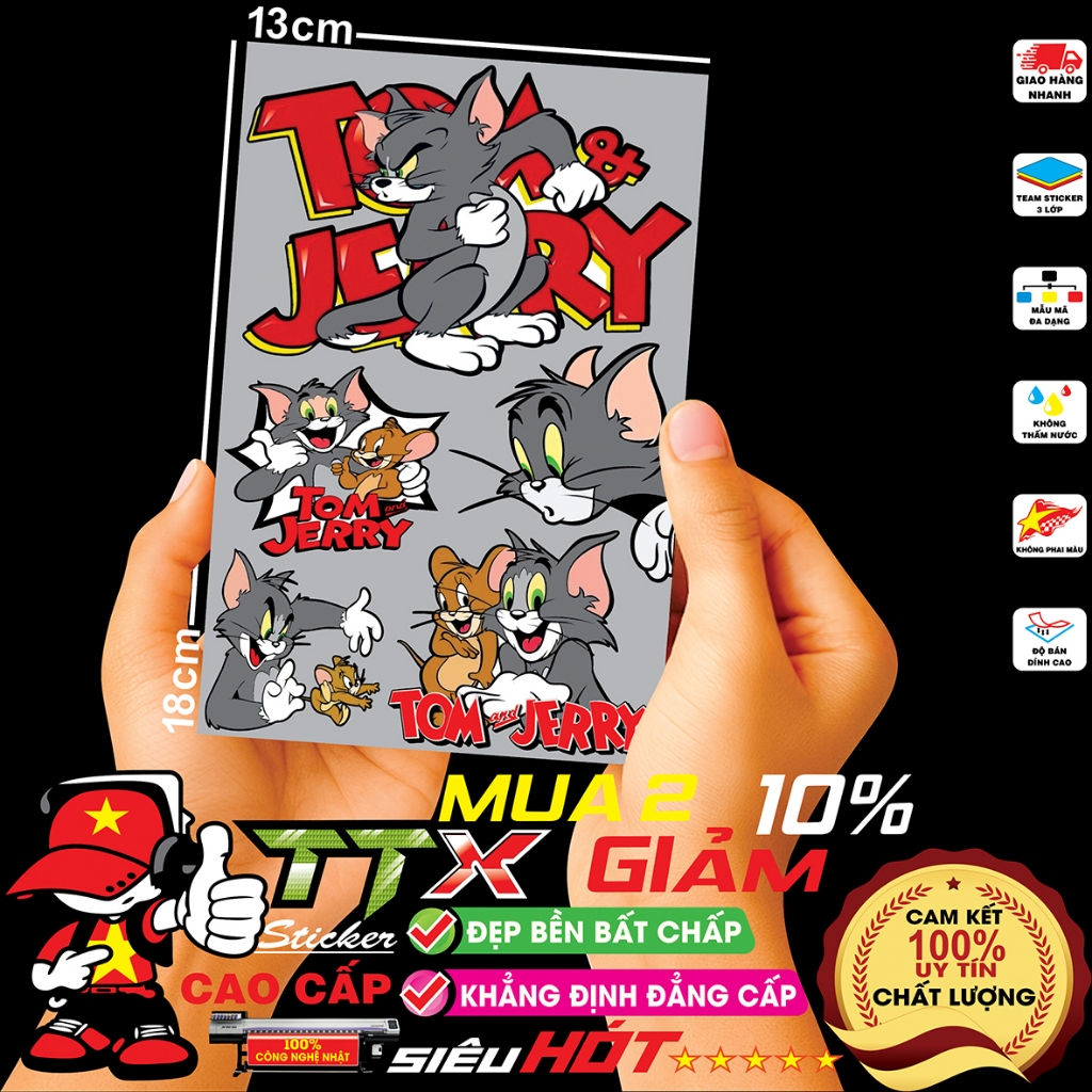 tem dán xe điện tom và jerry sticker chống nước - Hình icon logo miếng dán nhiều mẫu trang trí đẹp
