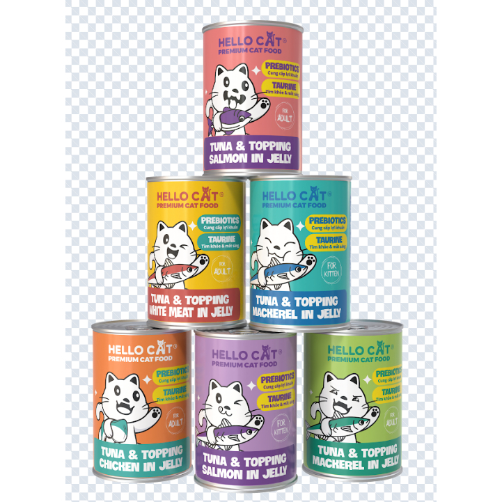 (Pate 400gr) Pate Hello cat Cho Mèo Mọi Lứa Tuổi Trong Thạch Hello Cat Tuna 400gr - ChubbyMew