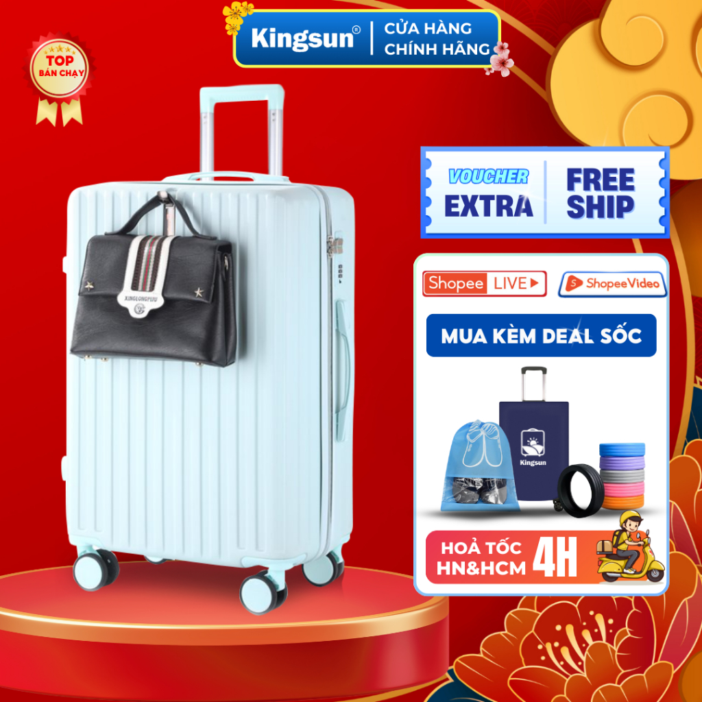 Vali du lịch Kingsun vali ké0 combo vali size 20+24inch KS218 nhựa cao cấp ABSS + PC bảo hành 5 năm