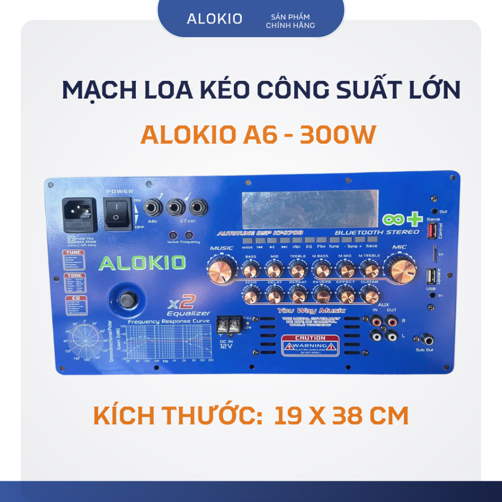 Mạch Loa Kéo Công Suất Lớn ALOKIO A6 - 300W, DSP Karaoke, Chống Hú FBX – Kích Thước 19×38 cm