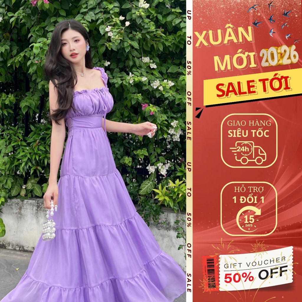 Đầm maxi 2 dây Emili Design đầm dáng dài tiểu thư [V311]
