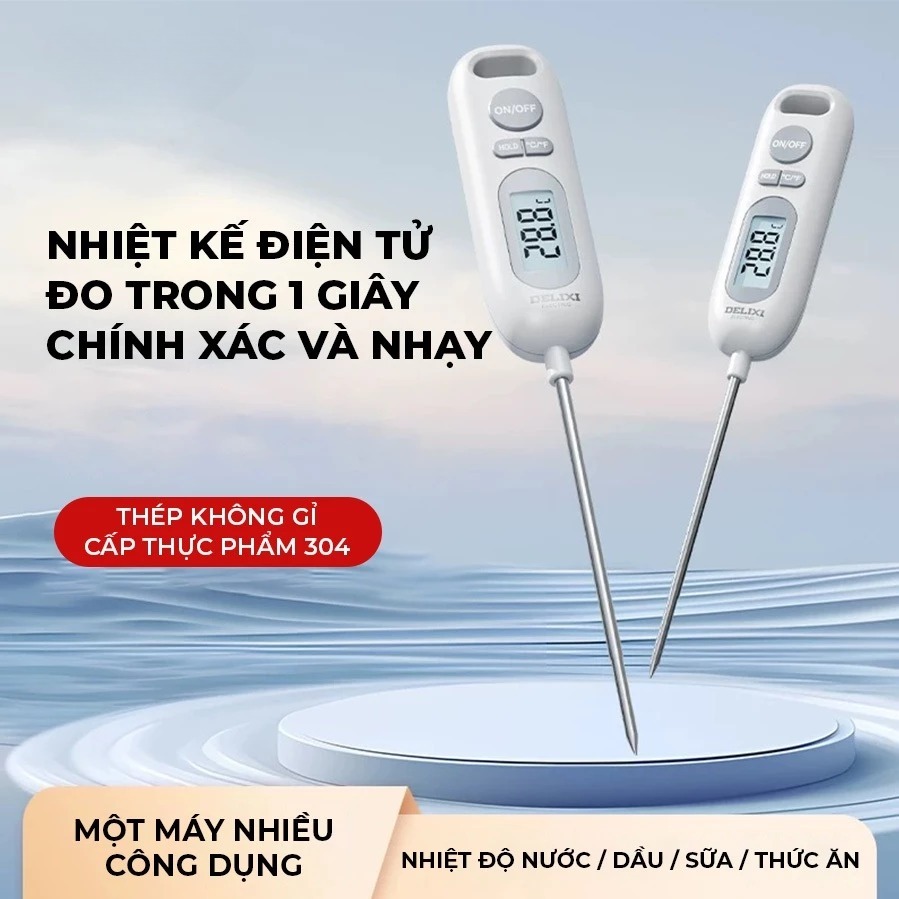 [Top Value] Nhiệt Kế Điện Tử Đa Năng DELIXI Đo Nước Pha Sữa Thực Phẩm Nước Tắm Cho Bé