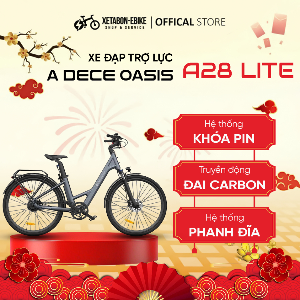 Xe Đạp Trợ Lực Điện ADO A28 Lite - Xe đạp điện truyền động bằng đai carbon - Hàng chính hãng bảo hàn