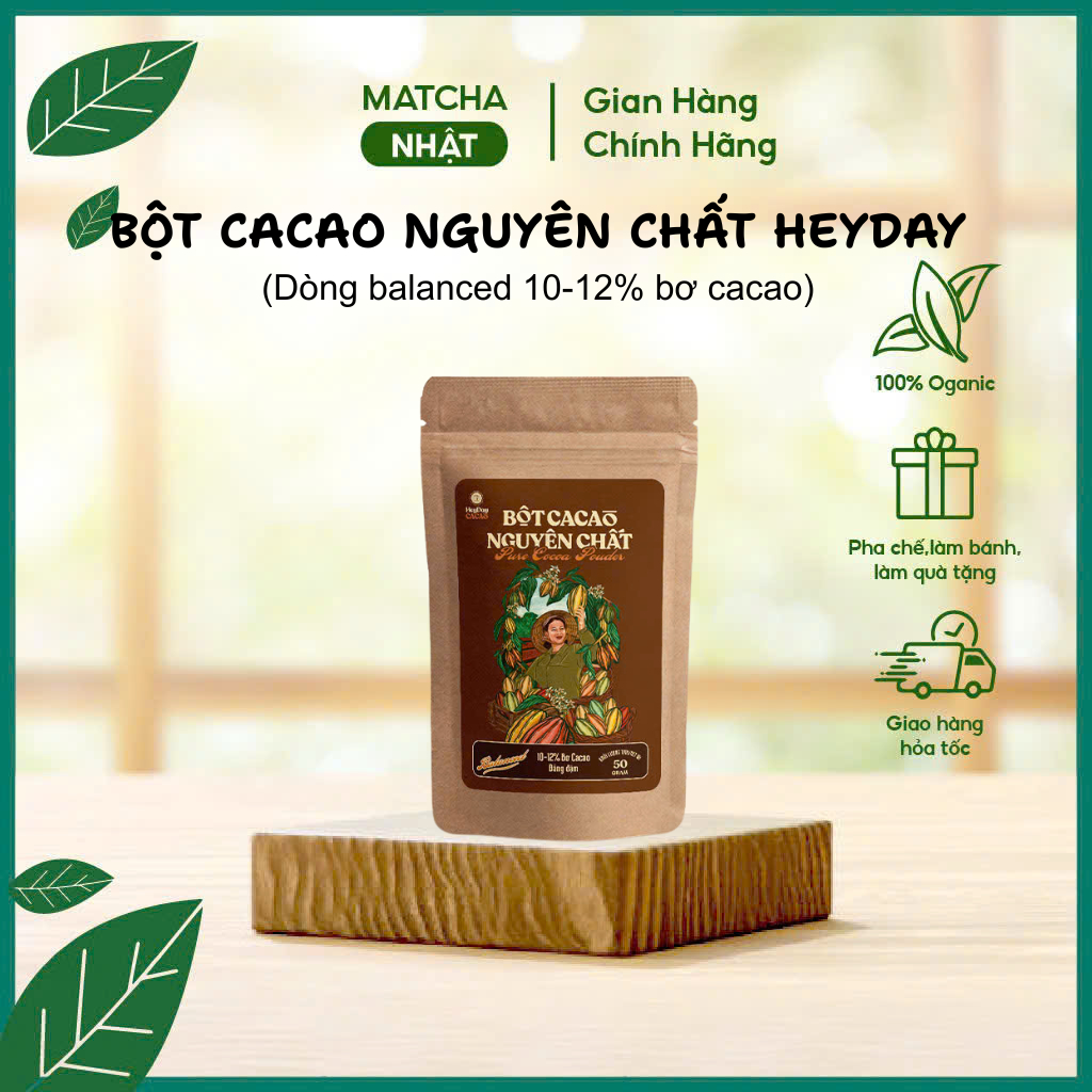 Bột Cacao Nguyên Chất Heyday, Dòng Balanced Túi 50g
