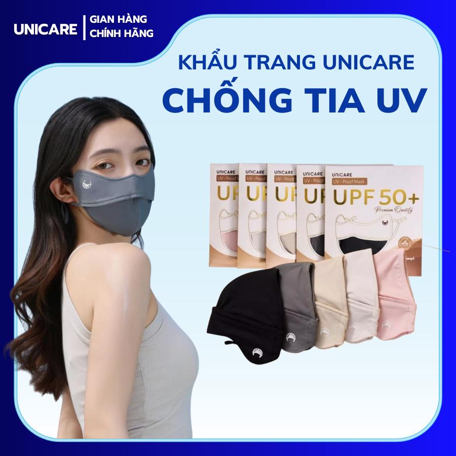 Combo 2 Chiếc Khẩu Trang Unicare Proof Mask Chống Tia UV UPF50+, Vải Băng Mềm…