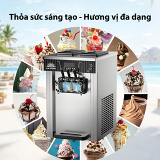 Máy làm kem mềm thương mại ZB-BQL268 - Máy kem ốc quế 3 màu loại đứng/để bàn, công suất nhỏ