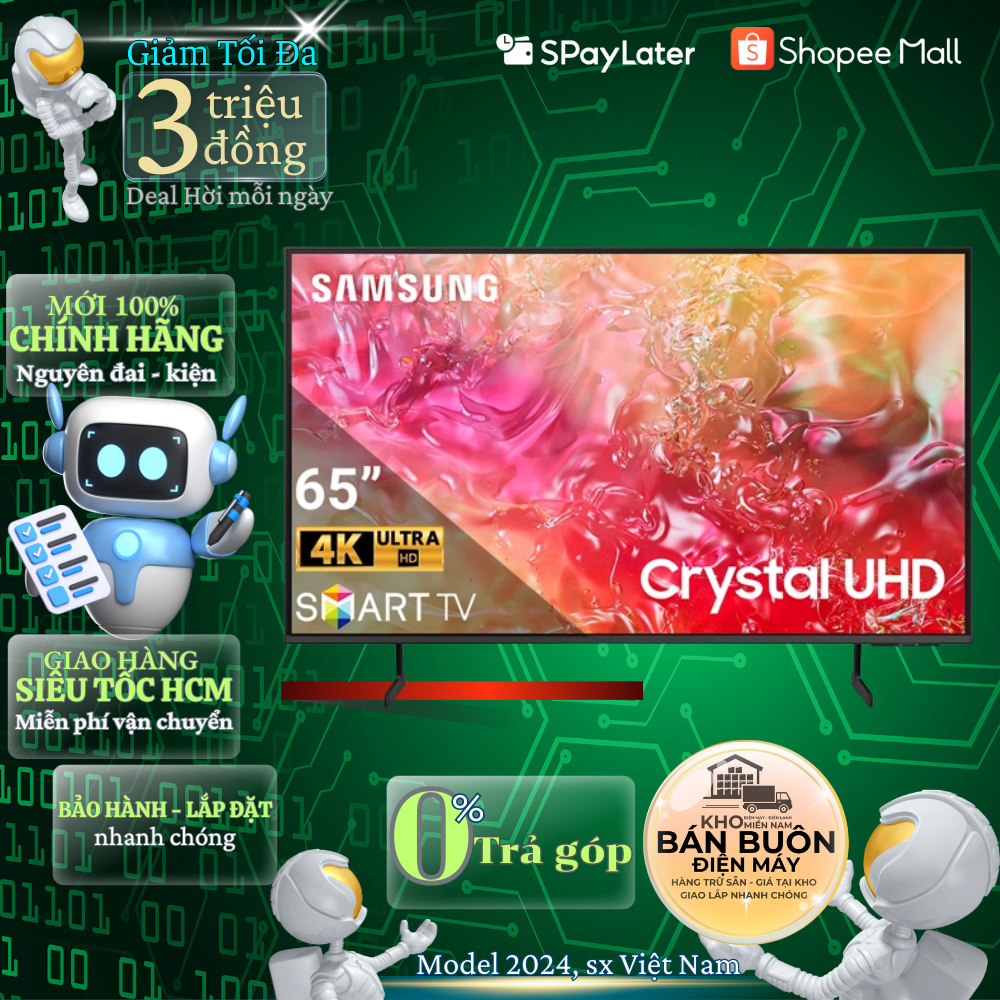 Smart Tivi Samsung 65DU7700 – 65 inch, 4K UHD, Tizen OS, model 2024, giọng nói tiếng Việt