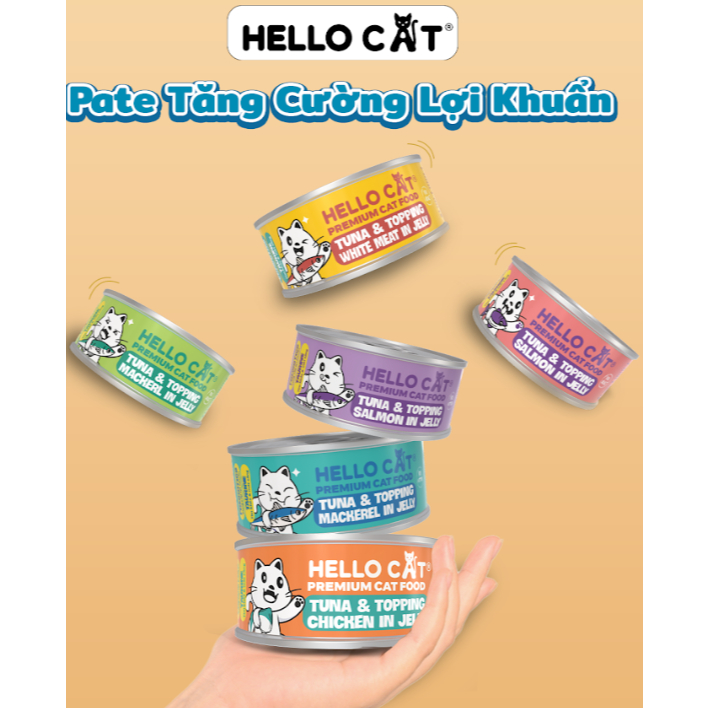 Pate Hello cat Cho Mèo Mọi Lứa Tuổi Trong Thạch Hello Cat Tuna 160g