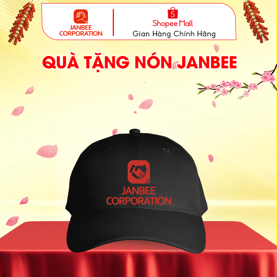 QUÀ TẶNG Nón vải Janbee màu đen có logo cá tính