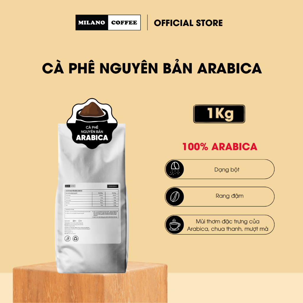 Cà phê nguyên bản Arabica Milano Coffee (1kg)