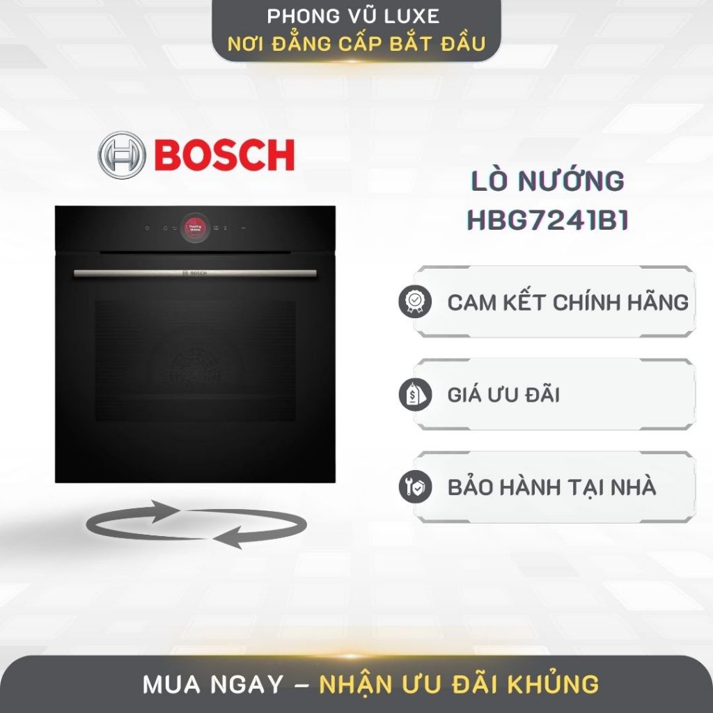 Lò Nướng Âm Tủ BOSCH HBG7241B1 SERIE 8 Thủy Phân 71 LÍT Màu Đen - Phù Hợp Không Gian Bếp Hiện Đại