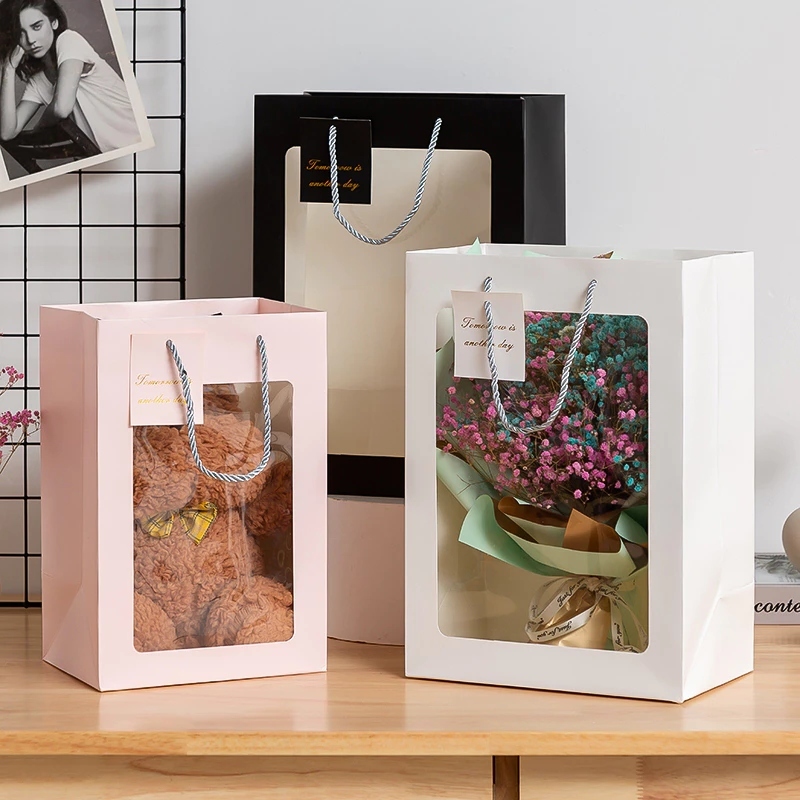 [Top Value] Túi giấy đựng hoa ,quà, gấu bông trong suốt có quai tặng sinh nhật bạn gái