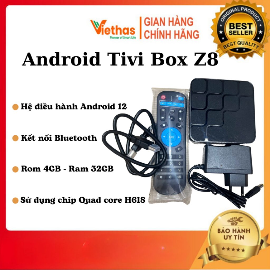 Android Tivi Box Z8 Dual Wifi 2.4G và 5G,Ram 4G Rom 32GB, Kết nối Bluetooth, Xem YouTube