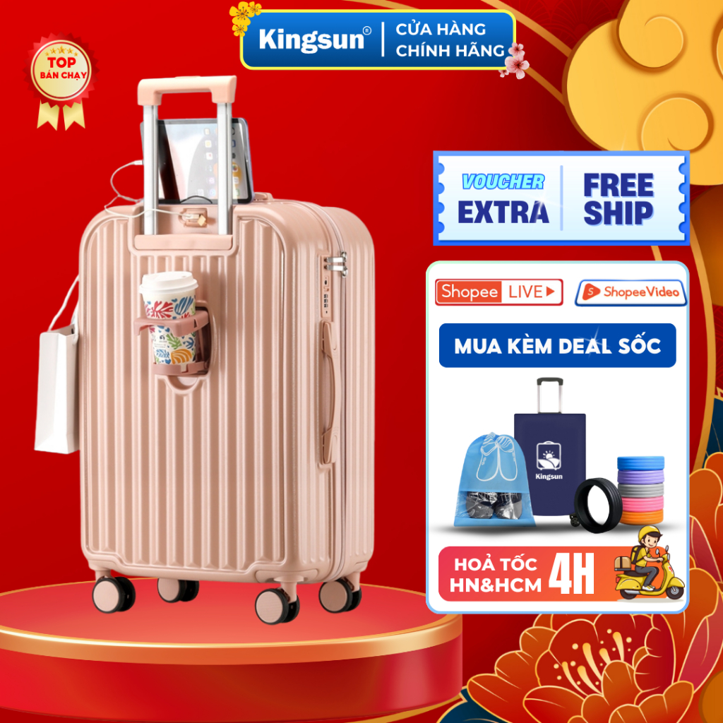 Vali Du Lịch Khóa Kéo Kingsun Mã KS155/219/P309 Size20/24/28 Nhựa Dẻo Cao Cấp Bảo Hành 5 Năm.