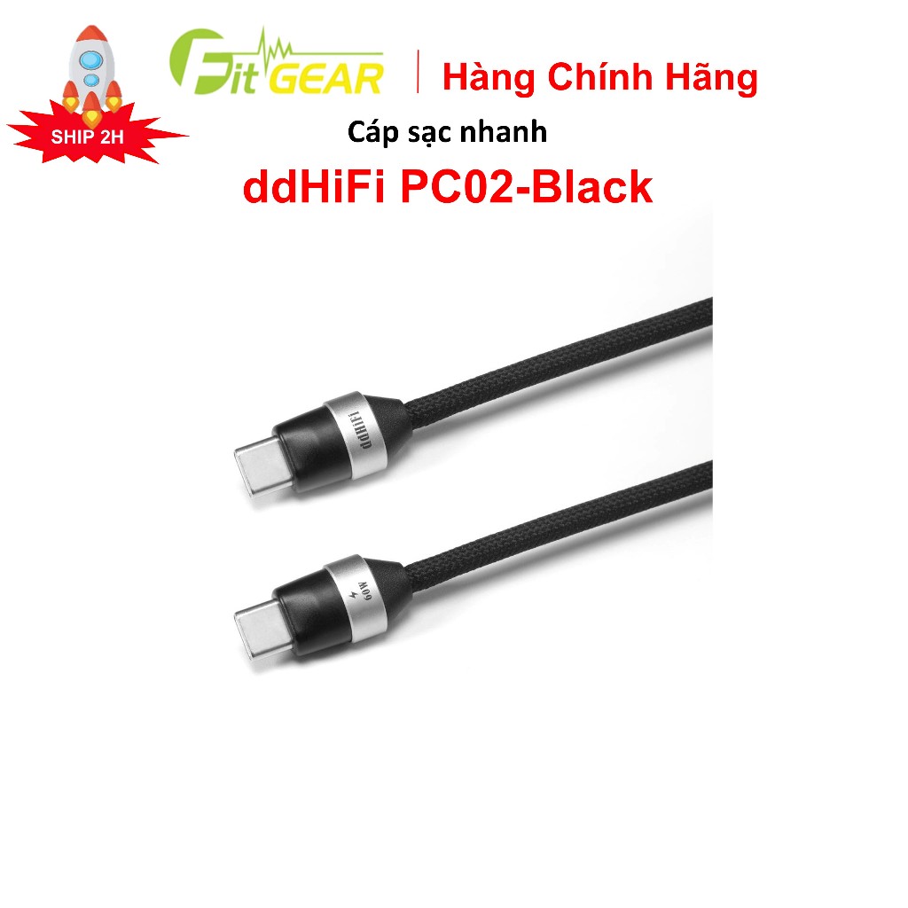 Cáp Sạc Nhanh USB C 60W ddHiFi PC02 Black Chính Hãng