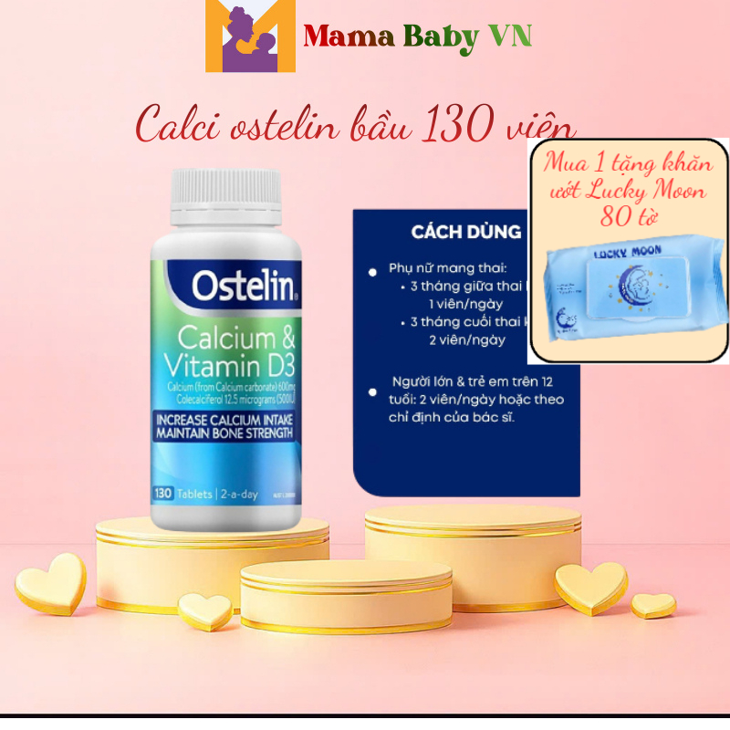 (QUÀ) [Chính Hãng]  (hộp nhựa) 130 viên Canxi ostelin