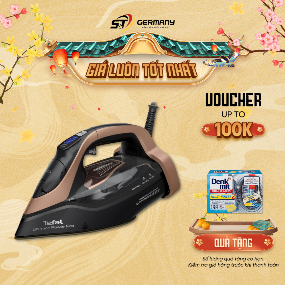 HCM  Bàn là hơi nước TEFAL FV9E50E0 Ultimate Power Pro nội địa Đức, bàn là hơi nước made in France G