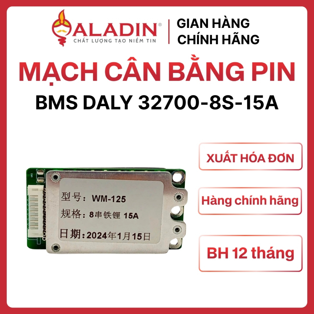 Mạch Bảo Vệ BMS 8S 15A Cân Bằng Pin 32700  sử dụng 8 cell pin LiFePO4 24V dùng cho xe điện