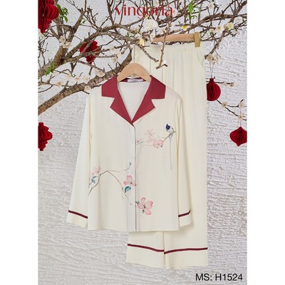 Pijama mặc nhà đồ ngủ nữ lụa VINGO/VINGORIA tay dài xuân hè Đào An H1524