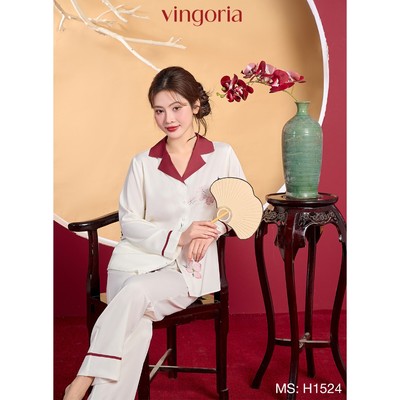 Pijama mặc nhà bộ đồ ngủ nữ lụa VINGO/VINGORIA tay dài xuân hè Đào An H1524