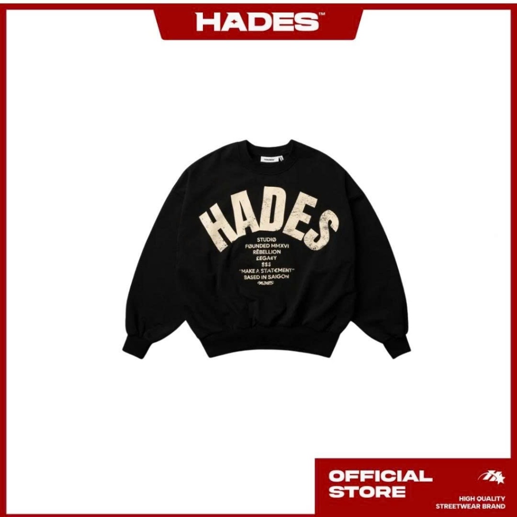 HADES OG SWEATER - HADES Brand Chính Hãng - Áo tay dài Unisex - BLACK