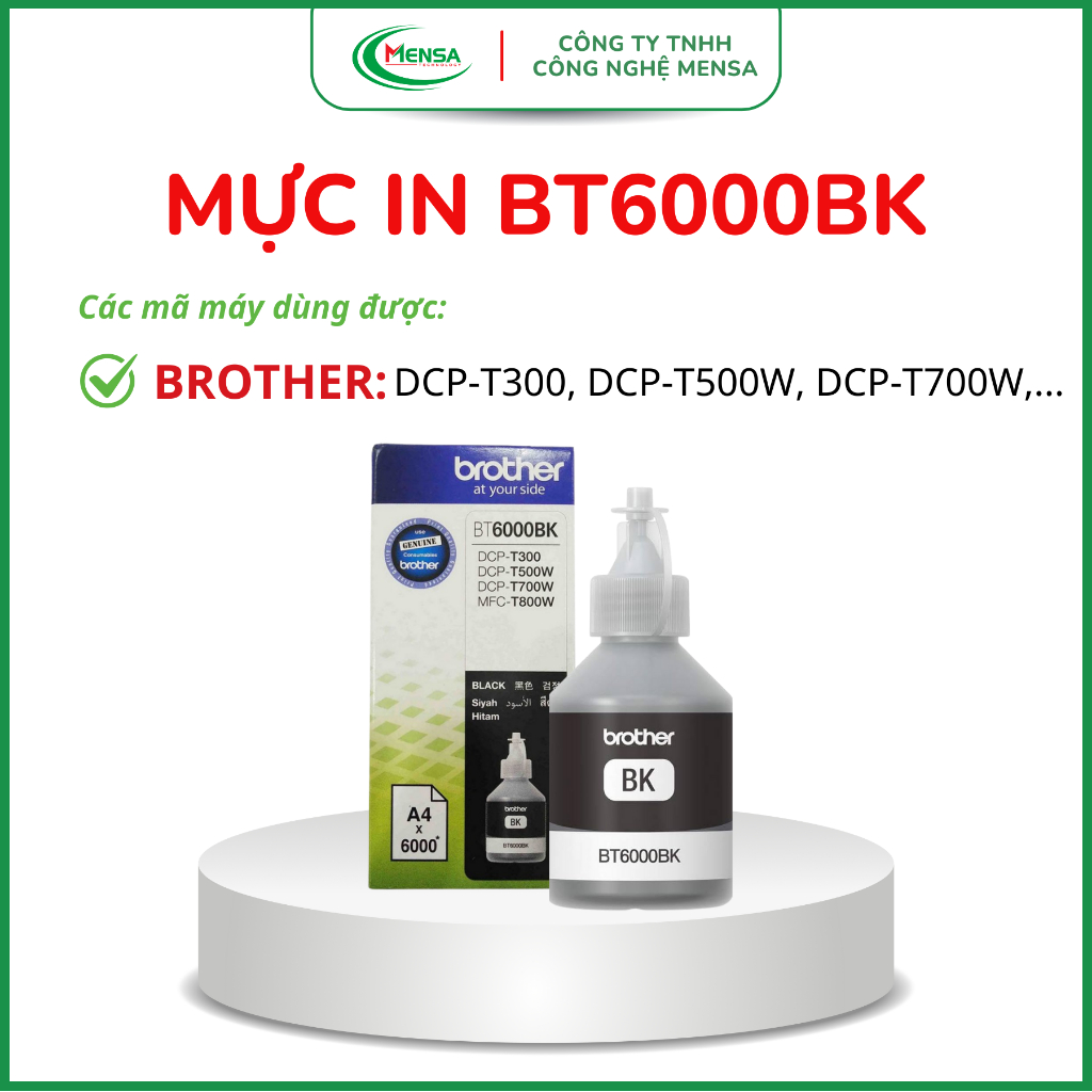 Mực in Brother BT6000BK Hàng Chính Hãng – Cho dòng Máy In DCP-T300/ T500W/ T700W/ MFC-T800W