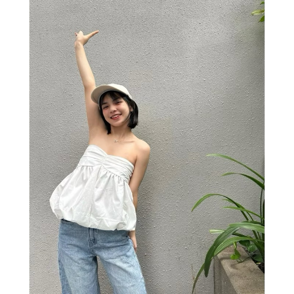 (pass) NABI TOP áo bí cúp ngực lưng bo chun nhiều màu