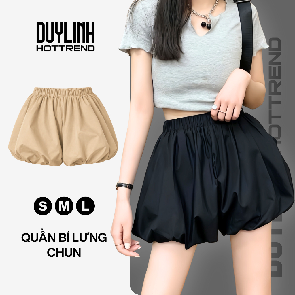 Quần bí lưng chun nữ dáng phồng dễ thương chất vải nhẹ mặc mát Duy Linh CV2