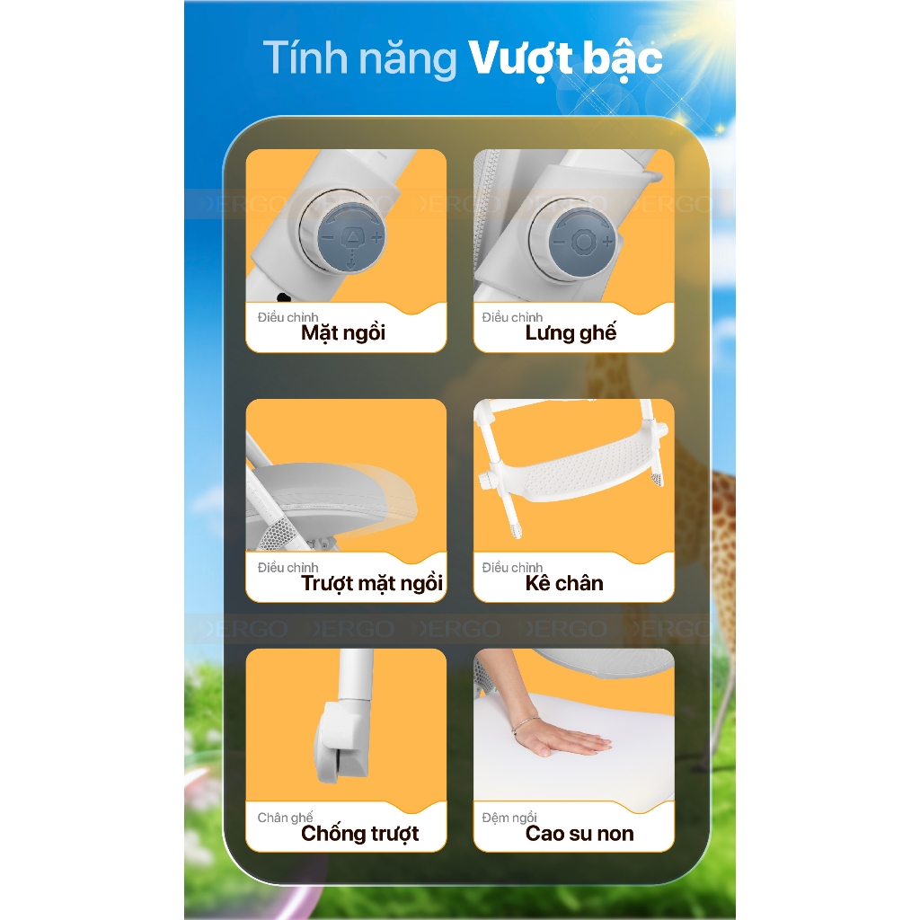 [NÂNG CẤP - VOUCHER 500K] Ghế Chống Gù DERGO Hanover C31 Cao Cấp Điều Chỉnh Độ Cao Ngồi Học Đúng Tư Thế | BigBuy360 - bigbuy360.vn