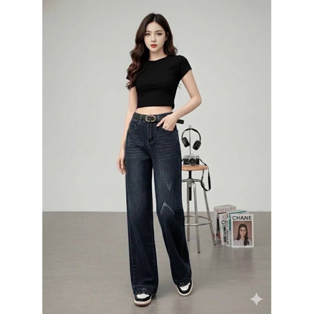 🌿 KRISTY CHAN FLOWER – JEAN ỐNG SUÔNG BASIC STYLE