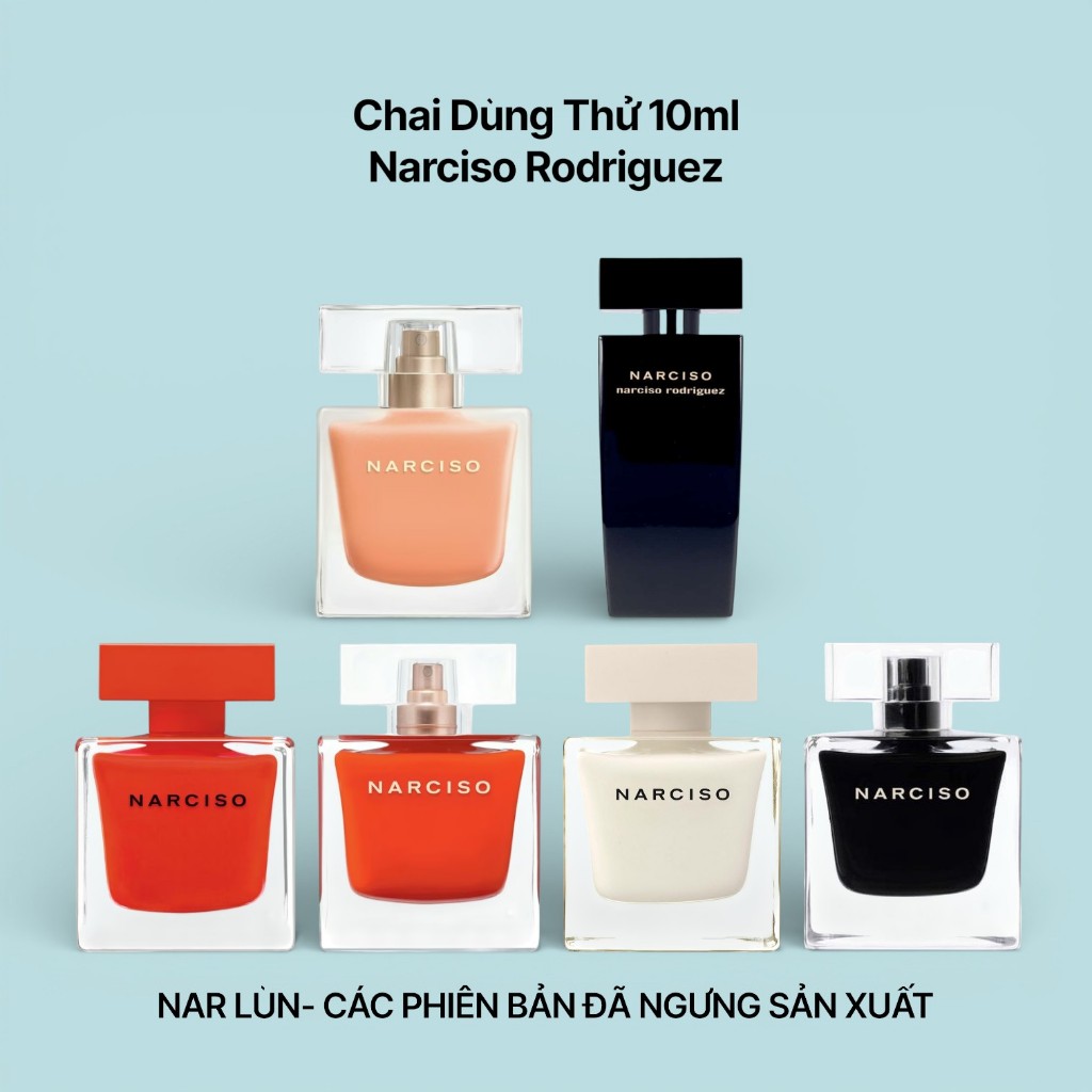 10ml Nước hoa Narciso Rodriguez Rouge EDT Poudree Limited EDP đen trắng đỏ lùn