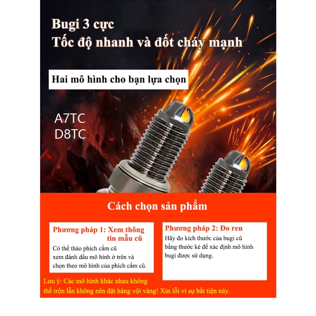 Bugi đánh lửa OSIDEN bugi đánh lửa A7TC D8EA chịu nhiệt độ cao dành cho xe máy đánh lửa cực mạnh bug