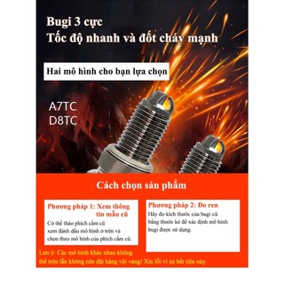Bugi đánh lửa 3 cực MJY A7TC D8TC công nghệ đánh lửa mạnh ổn định tăng hiệu suất dùng cho xe máy 50CC–150CC